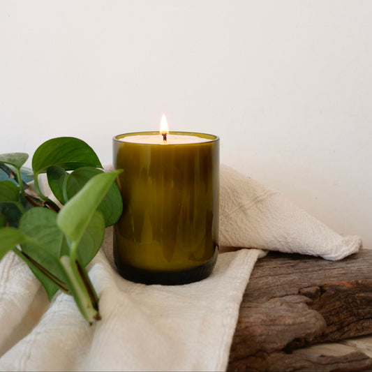 Olive Wine Bottle Candle