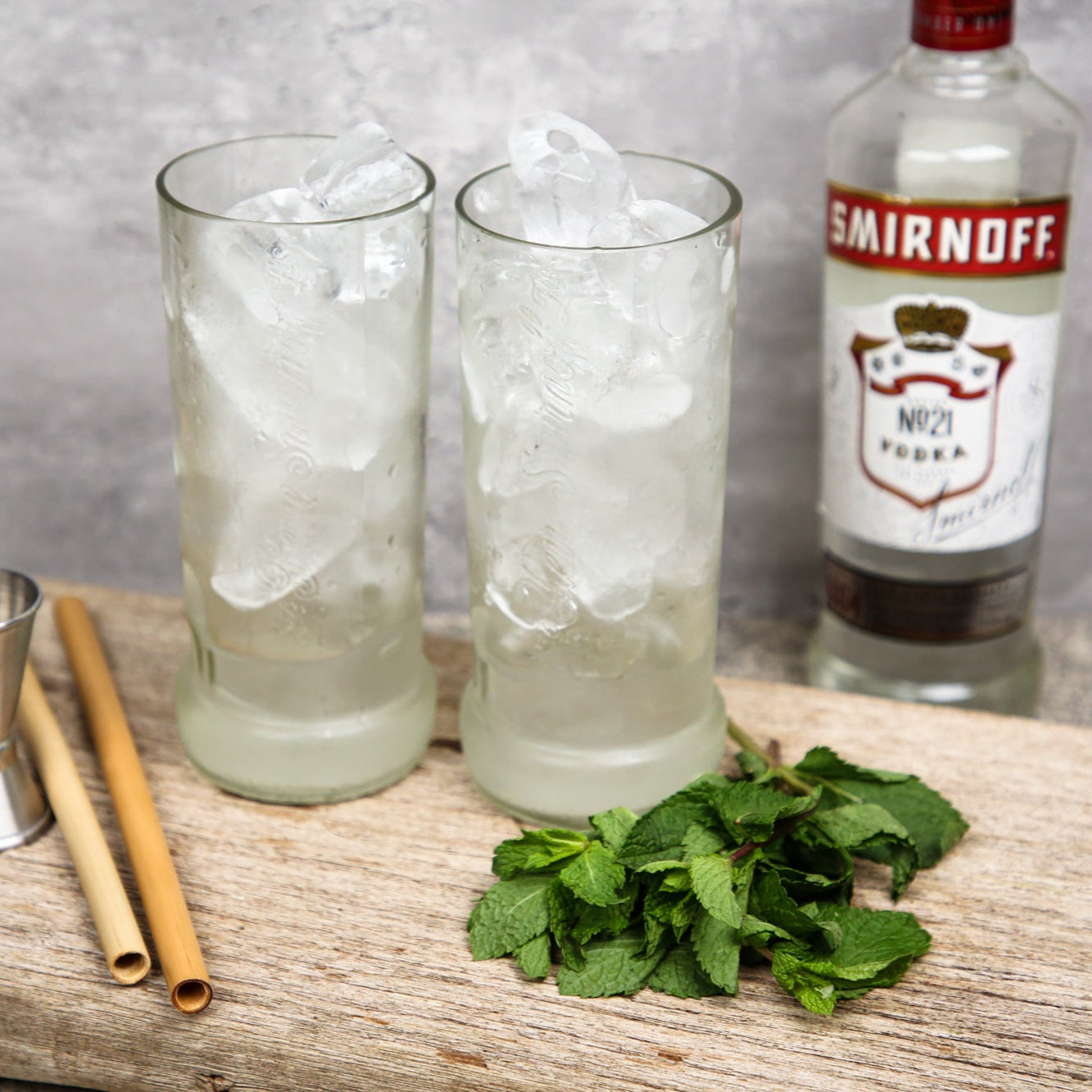 Upcycled Smirnoff Pint Glasses