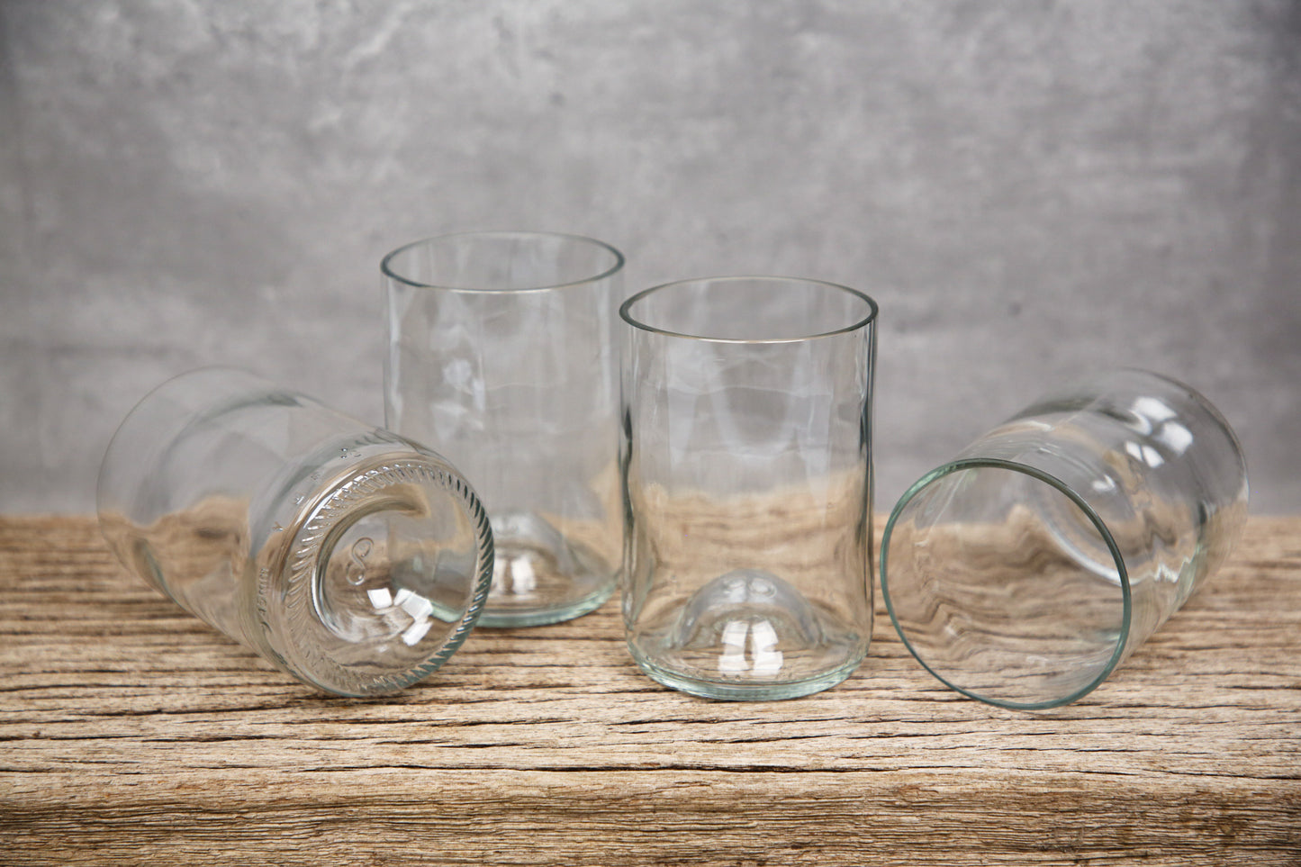 Set of Tumblers / water glasses made from waste wine bottles