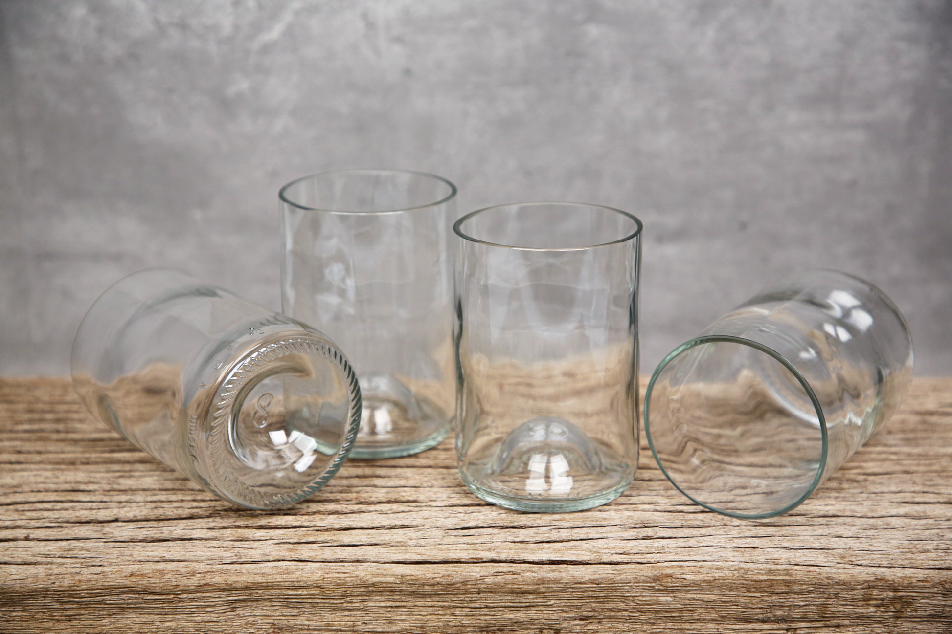 Set of Tumblers / water glasses made from waste wine bottles