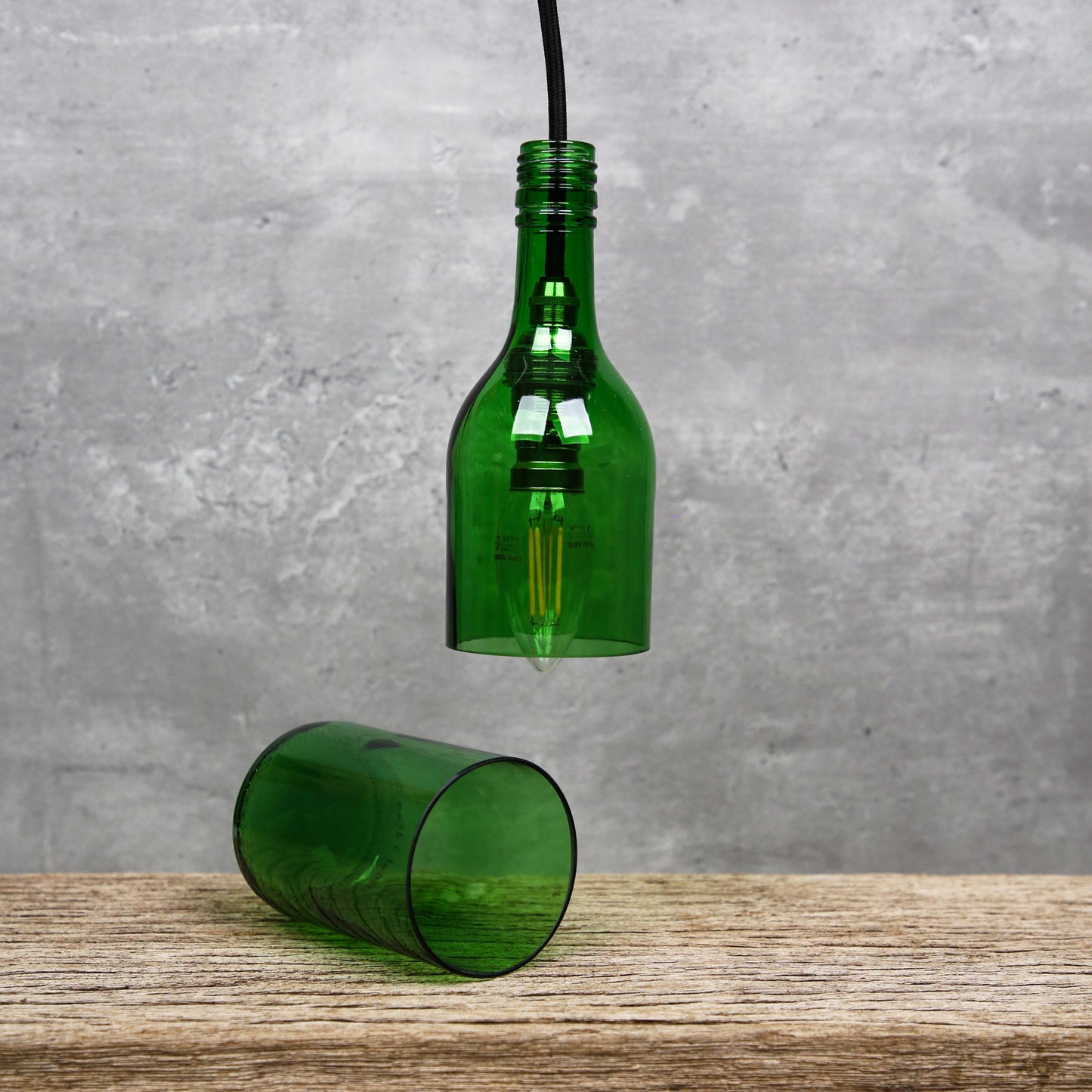 Upcycled Green Bottle Light.