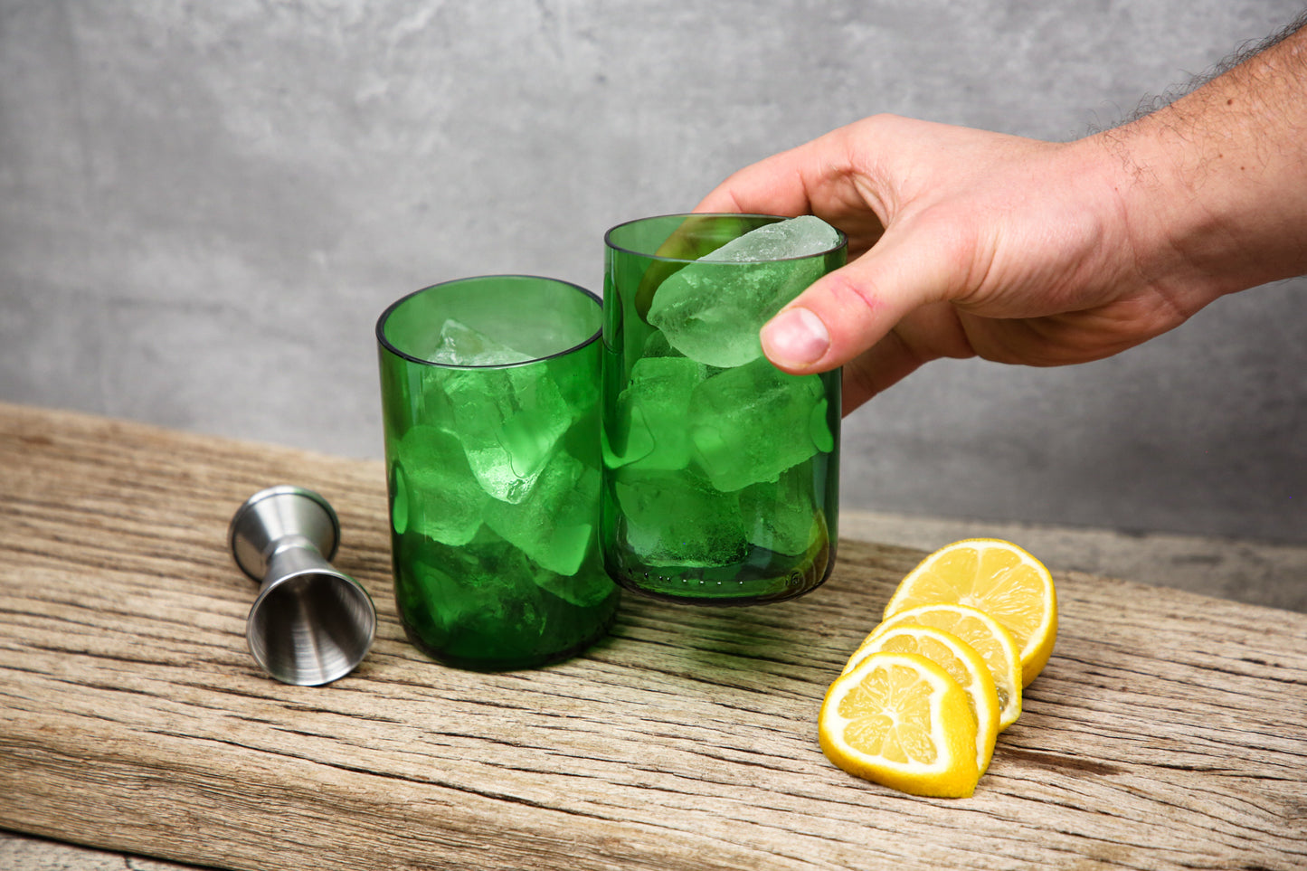 Green Wine Bottle Glasses