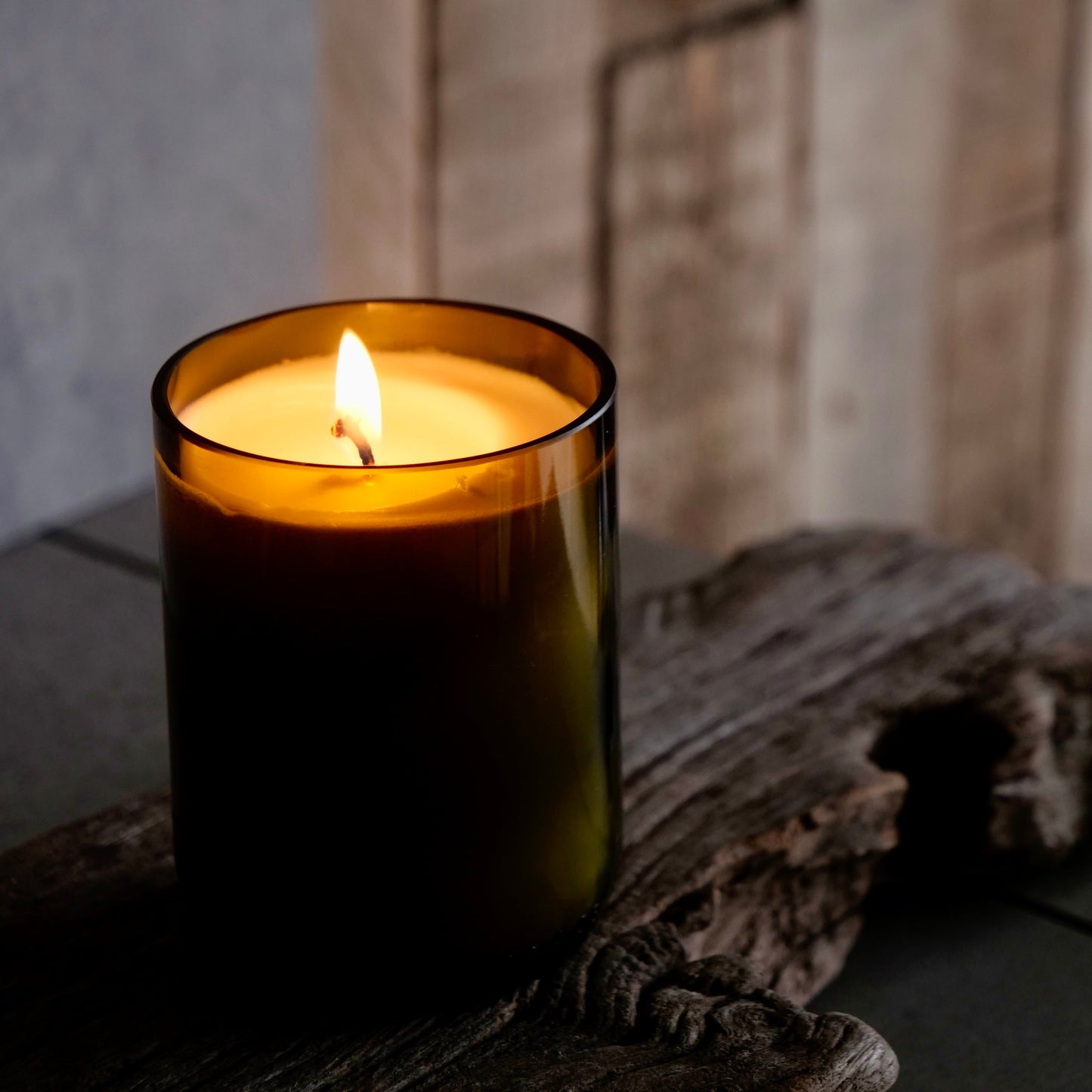 Olive Wine Bottle Candle