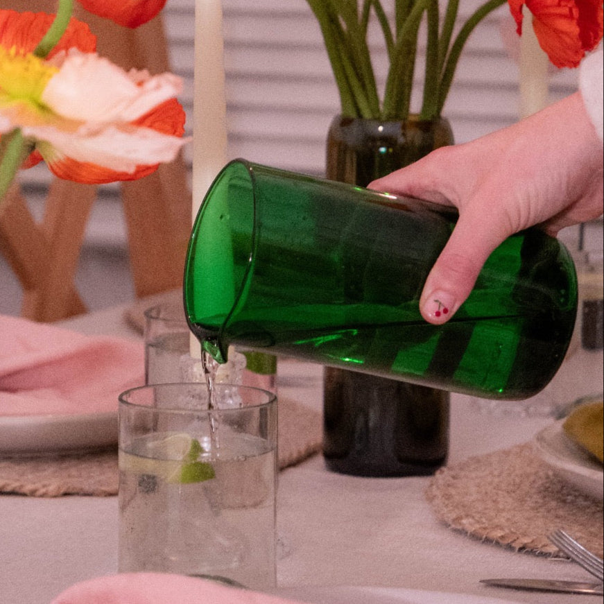 Upcycled pitcher made from wine bottle