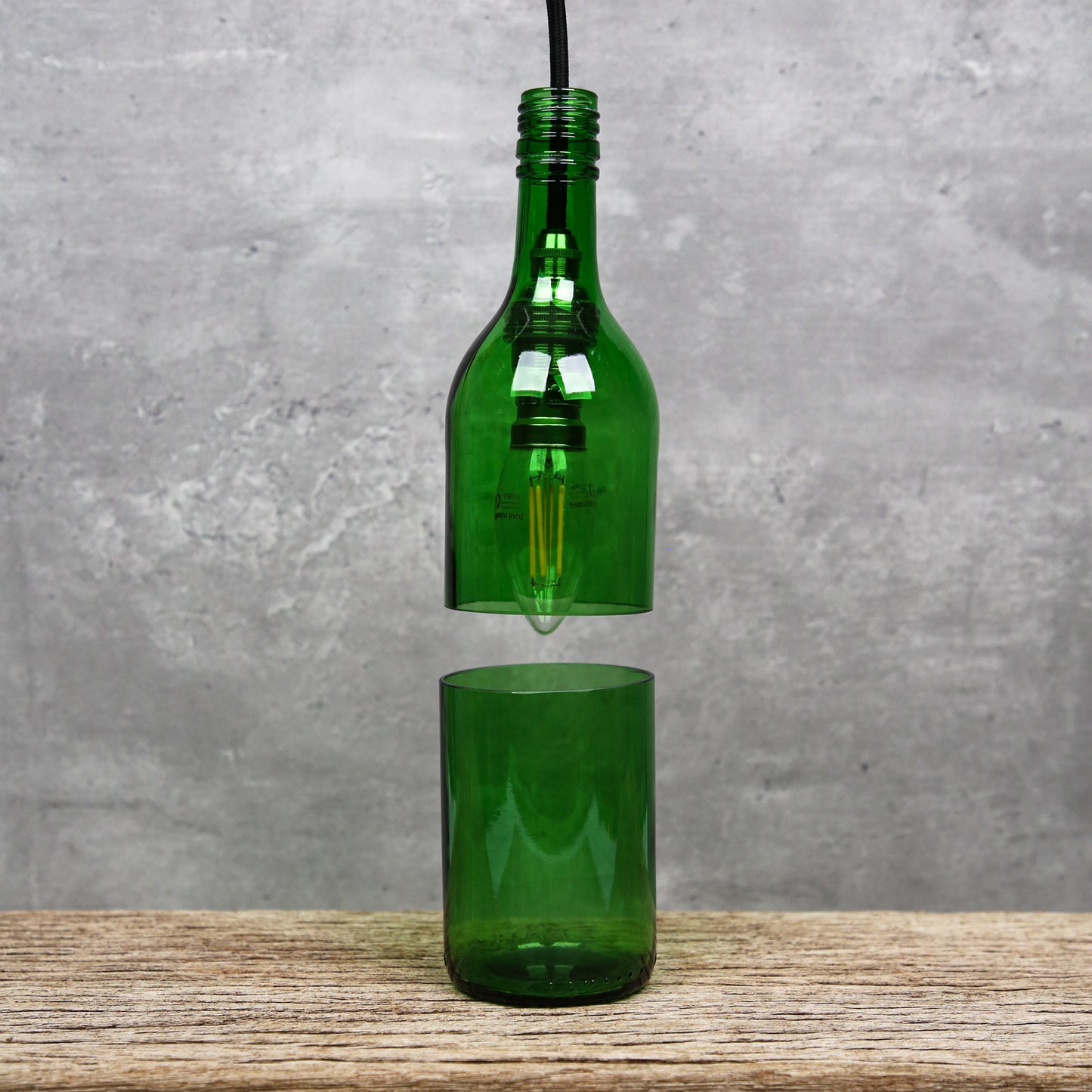 Upcycled Green Bottle Light.