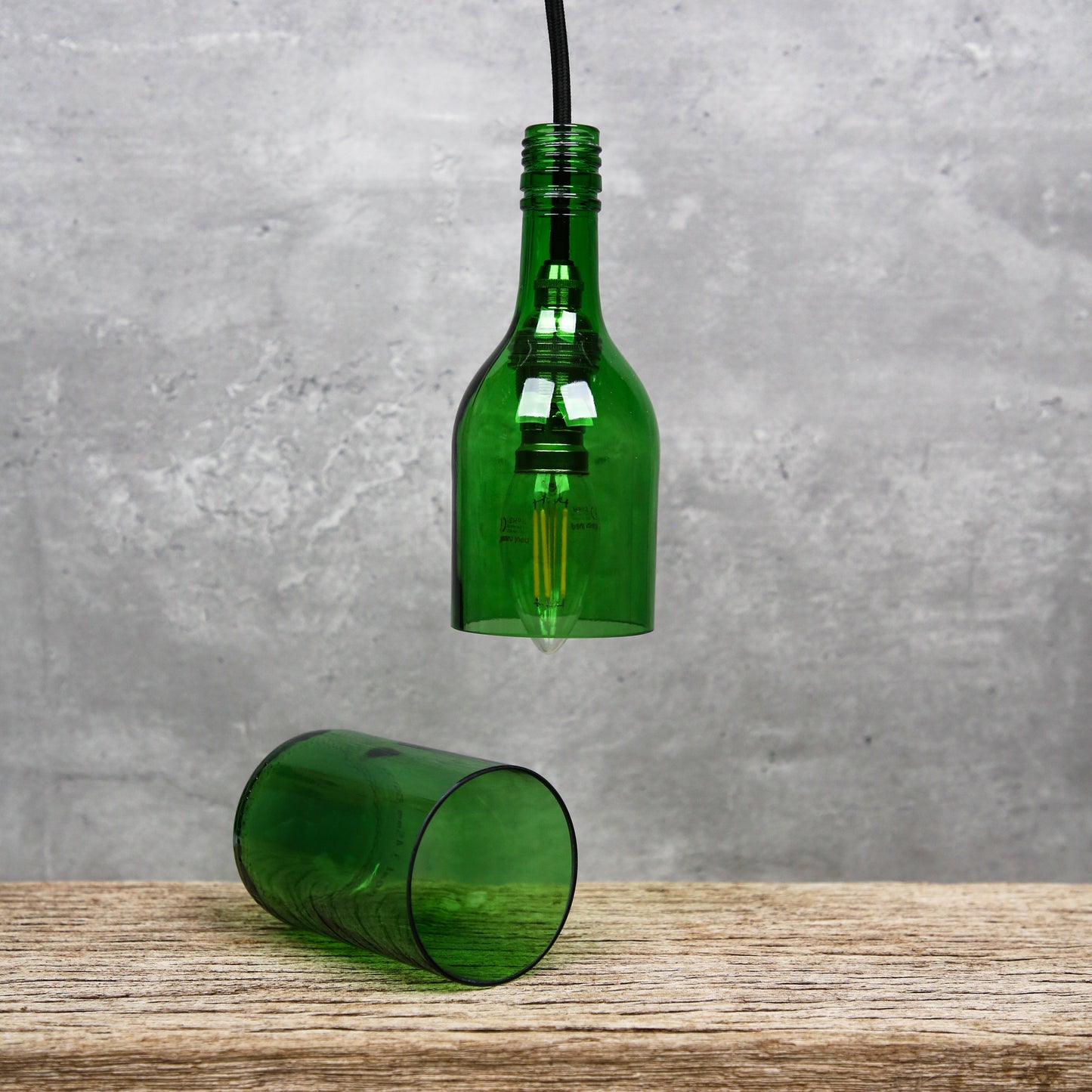 Upcycled Green Bottle Light.