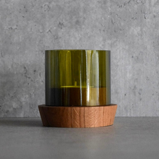 Upcycled Olive Wine Bottle Tealight