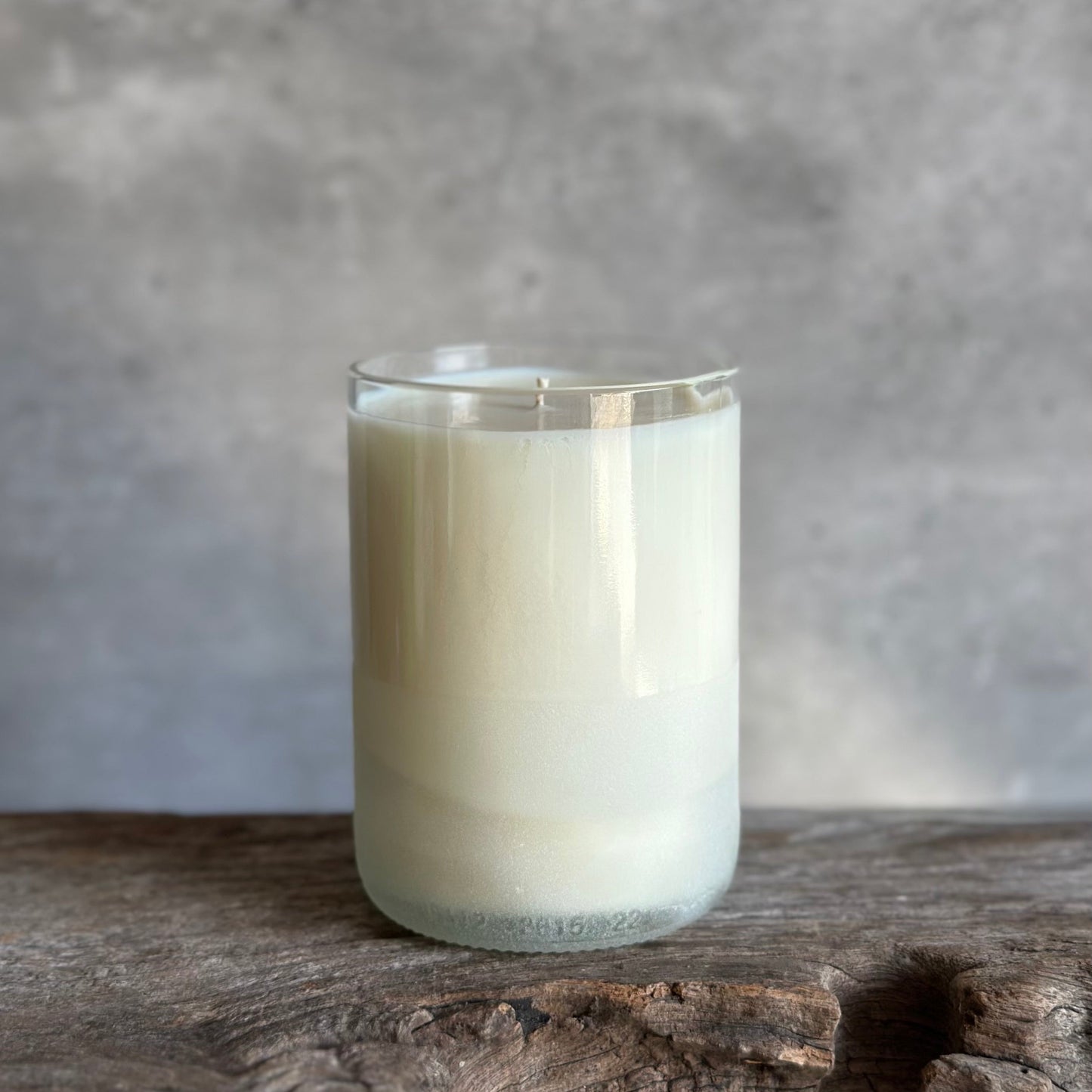 White Wine Bottle Candle - Half Frosted
