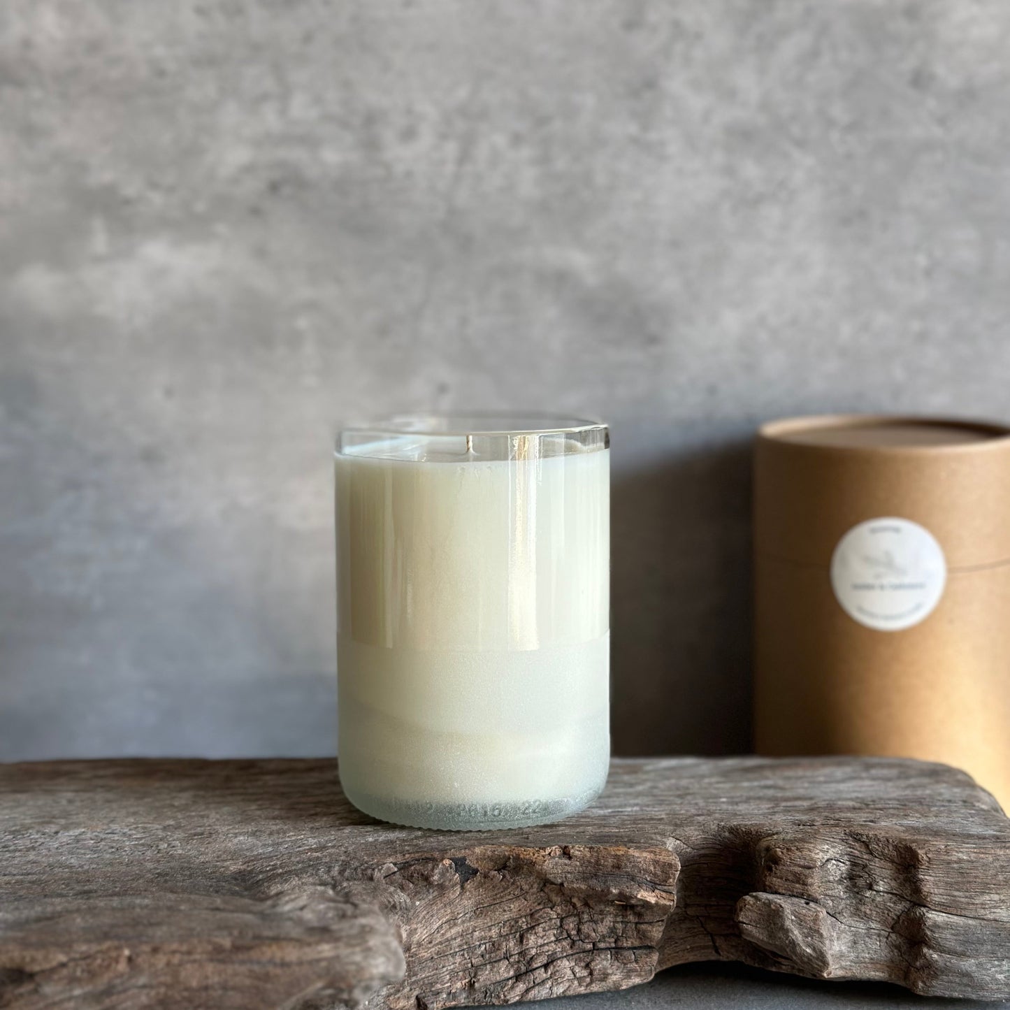 White Wine Bottle Candle - Half Frosted