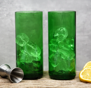 Set of Two Green Pint Glass