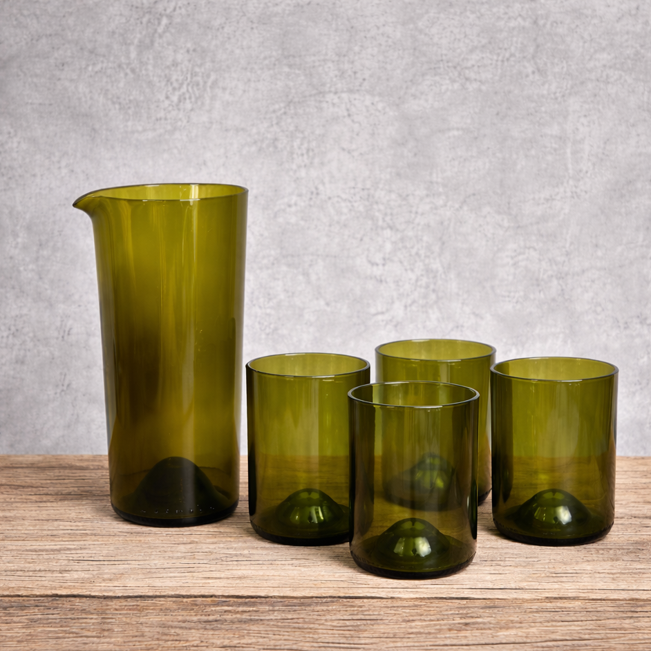 Olive wine bottle Jug and Tumbler set